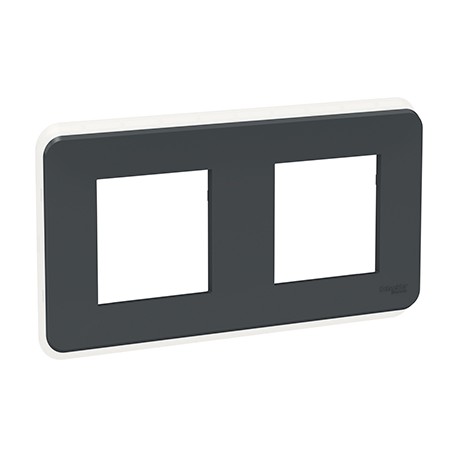 Plaque Unica Pro - Anthracite avec liseré transparent - 2x2 modules - 2 postes