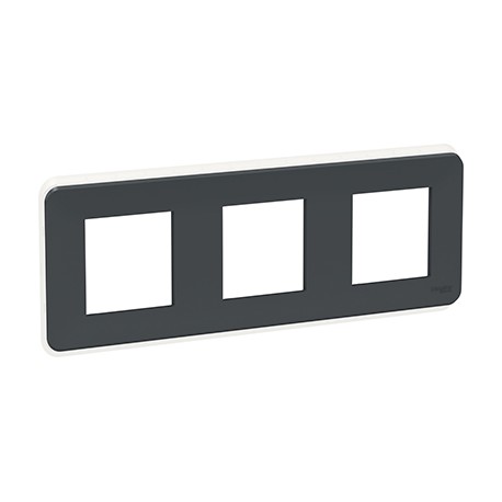 Plaque Unica Pro - Anthracite avec liseré transparent - 3x2 modules - 3 postes
