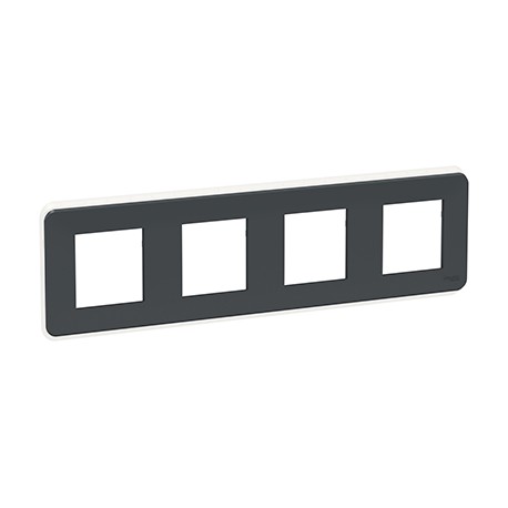 Plaque Unica Pro - Anthracite avec liseré transparent - 4x2 modules - 4 postes