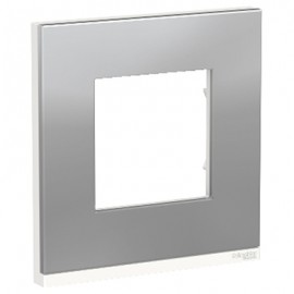 Plaque Unica Pure - Aluminium avec liseré blanc - 2 modules - 1 poste
