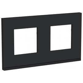 Plaque Unica Pure - Gomme noire avec liseré anthracite - 2x2 modules - 2 postes - Horizontal