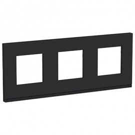 Plaque Unica Pure - Gomme noire avec liseré anthracite - 3x2 modules - 3 postes