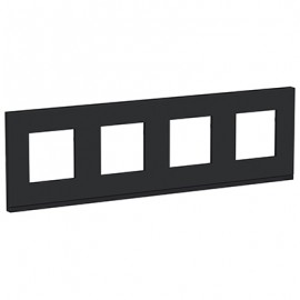 Plaque Unica Pure - Gomme noire avec liseré anthracite - 4x2 modules - 4 postes