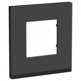Plaque Unica Pure - Givre noir avec liseré anthracite - 2 modules - 1 poste