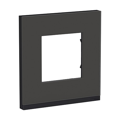 Plaque Unica Pure - Givre noir avec liseré anthracite - 2 modules - 1 poste