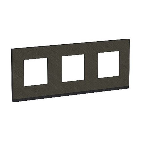 Plaque Unica Pure - Ardoise avec liseré anthracite - 6 modules - 3 postes