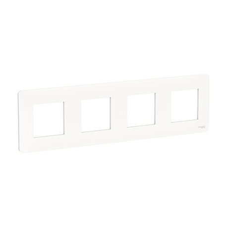 Plaque Unica Studio Schneider Electric - 4x2 modules - 4 postes - Blanc