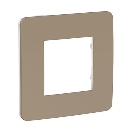Plaque Unica Studio Color - Taupe avec liseré blanc - 2 modules - 1 poste