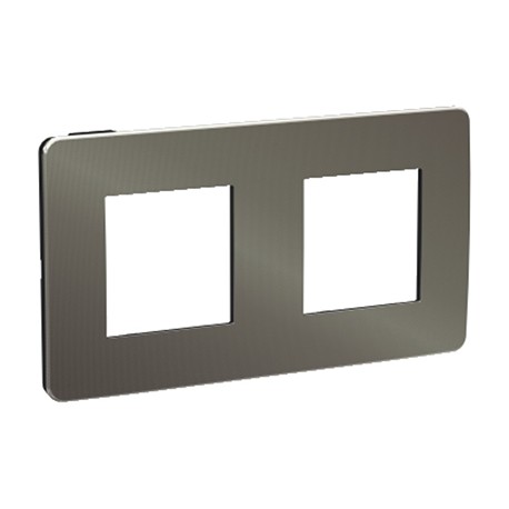 Plaque Unica Studio Metal - Black aluminium avec liseré anthracite - 2x2 modules - 2 postes