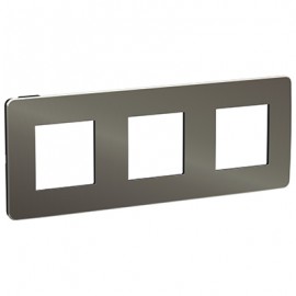 Plaque Unica Studio Metal - Black aluminium avec liseré anthracite - 3x2 modules - 3 postes