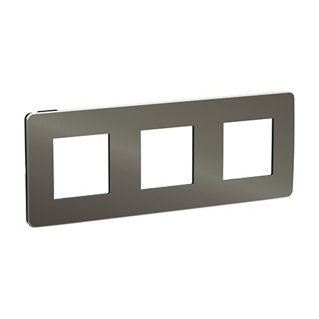 Plaque Unica Studio Metal - Black aluminium avec liseré anthracite - 3x2 modules - 3 postes