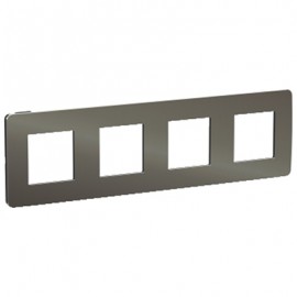 Plaque Unica Studio Metal - Black aluminium avec liseré anthracite - 4x2 modules - 4 postes
