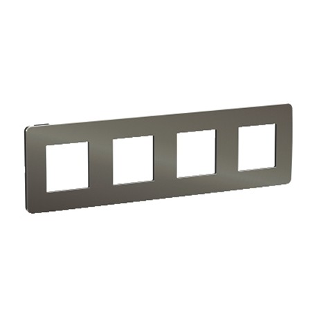 Plaque Unica Studio Metal - Black aluminium avec liseré anthracite - 4x2 modules - 4 postes