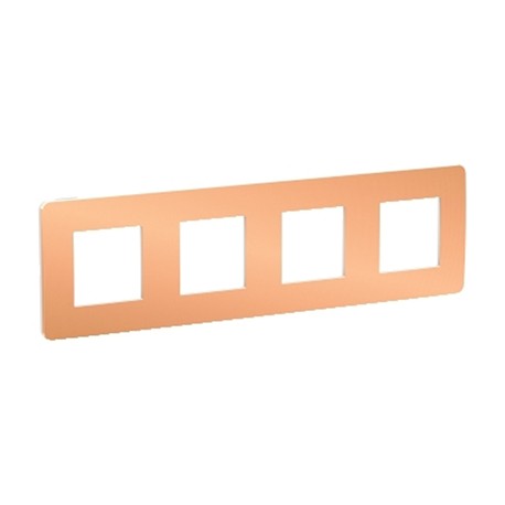 Plaque Unica Studio Metal - Cuivre avec liseré blanc - 4x2 modules - 4 postes