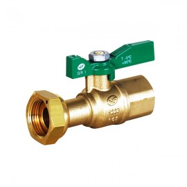 Vanne à sphère à écrou tournant pour compteur - Femelle/Femelle - Ø3/4” - Manette laiton verte