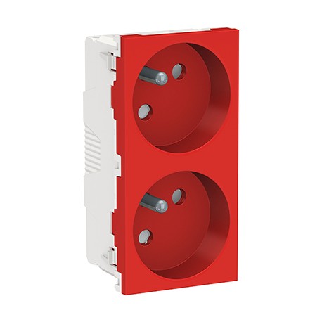 Double prise de courant 2P+T Unica - 45° - 16A - Rouge