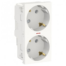Double prise de courant lumineuse Unica - Standard Allemand - 45° - 16A - Blanc