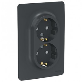 Double prise de courant complète Unica - Standard Allemand - 90° - 16A - Anthracite