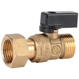 Vanne à sphère laiton pour collecteur ACS - Écrou prisonnier/Mâle - Ø1/2” - Manette noire