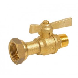 Vanne à sphère laiton pour compteur ACS - Écrou prisonnier/Mâle - Ø3/4” - Manette papillon rouge