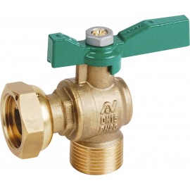 Vanne à sphère laiton pour compteur ACS - Écrou prisonnier/Mâle - Ø3/4” - Manette papillon verte