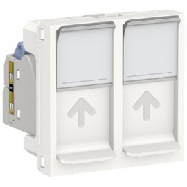 Double prise RJ45 Unica - Cat.6 STP - 2 modules - Blanc