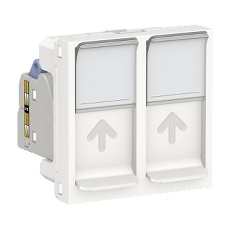 Double prise RJ45 Unica - Cat.6 STP - 2 modules - Blanc