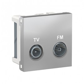 Prise TV/FM Unica - 2 modules - Alu