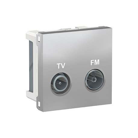Prise TV/FM Unica - 2 modules - Alu
