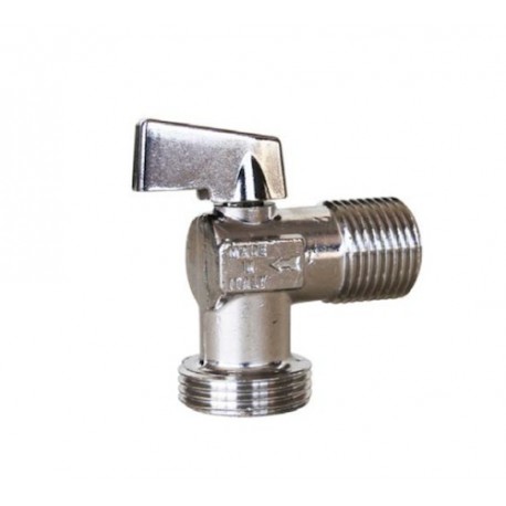 Vanne à sphère équerre pour machine à laver - 1/2” - Mâle/Mâle - Laiton chromé