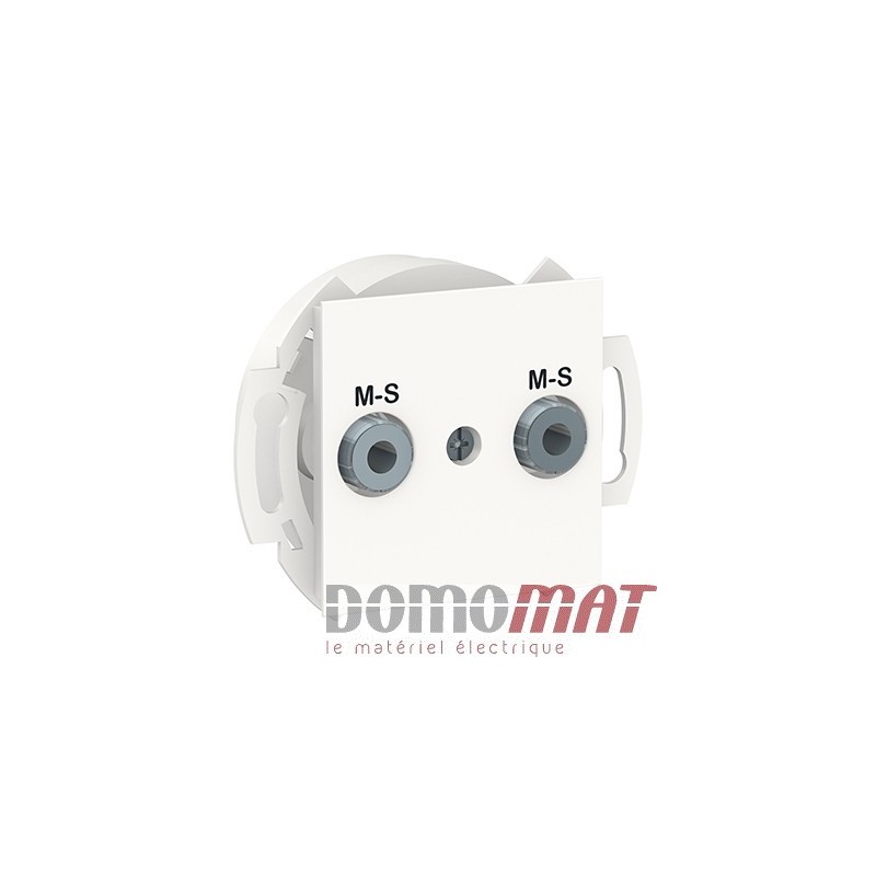 Prise multiservice 2 modules blanche de la gamme Unica