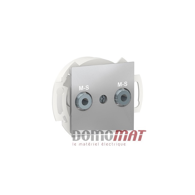 NU545730-Prise multiservice 2 modules aluminium - Unica Schneider Electric