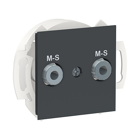 Prise multiservices Unica - 2 modules - Anthracite