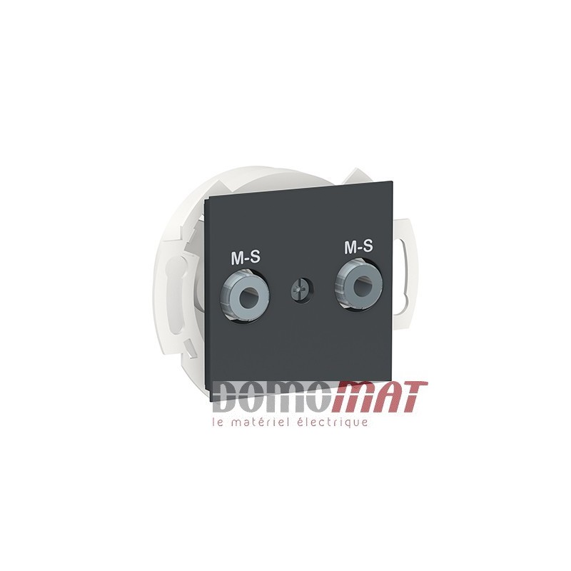 NU545754-Prise multiservice aluminium Unica 2 modules Schneider Electric