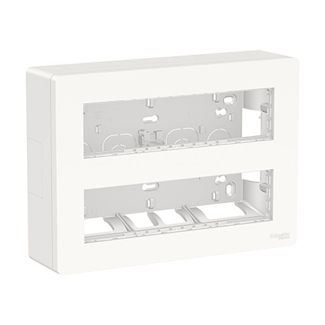 Boîte de concentration Unica - Saillie - Horizontale - Complète - 2x8 modules - Blanc antimicrobien