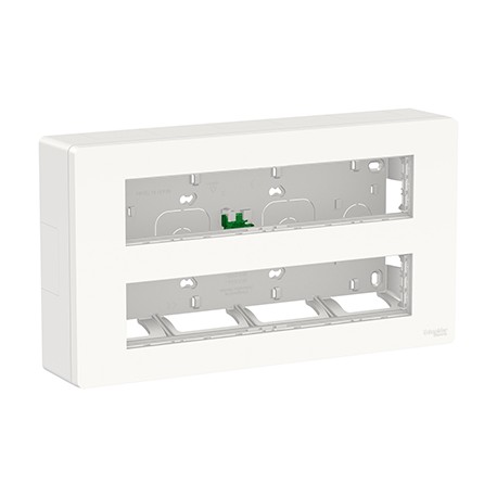 Boîte de concentration Unica - Saillie - Horizontale - Complète - 2x10 modules - Blanc antimicrobien