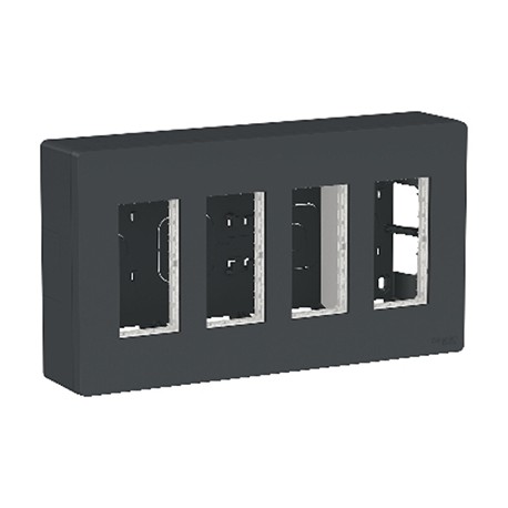 Boîte de concentration Unica - Saillie - Verticale - Complète - 4x4 modules - Anthracite