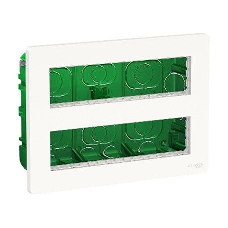 Boîte de concentration Unica - Encastrée - Horizontale - Complète - 2x8 modules - Blanc antimicrobien