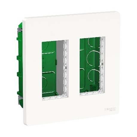 Boîte de concentration Unica - Encastrée - Verticale - Complète - 2x4 modules - Blanc
