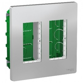 Boîte de concentration Unica - Encastrée - Verticale - Complète - 2x4 modules - Alu