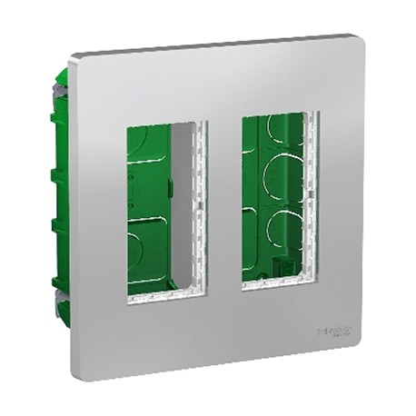 Boîte de concentration Unica - Encastrée - Verticale - Complète - 2x4 modules - Alu