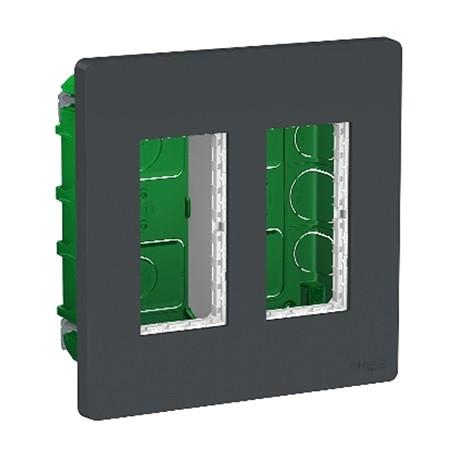 Boîte de concentration Unica - Encastrée - Verticale - Complète - 2x4 modules - Anthracite