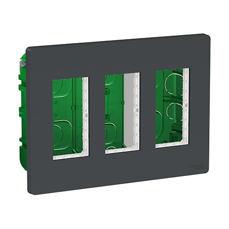 Boîte de concentration Unica - Encastrée - Verticale - Complète - 3x4 modules - Anthracite