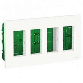 Boîte de concentration Unica - Encastrée - Verticale - Complète - 4x4 modules - Blanc