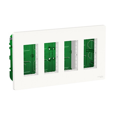Boîte de concentration Unica - Encastrée - Verticale - Complète - 4x4 modules - Blanc