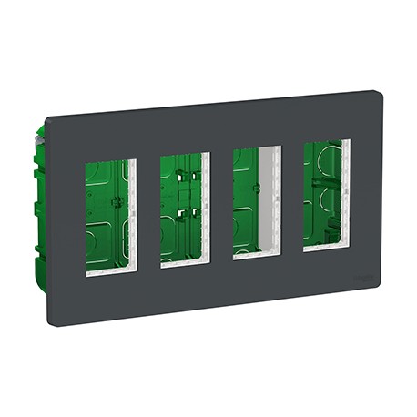 Boîte de concentration Unica - Encastrée - Verticale - Complète - 4x4 modules - Anthracite