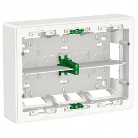 Boîte de concentration Unica - Saillie - Horizontale - 2x8 modules - Blanc antimicrobien