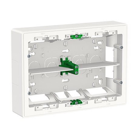 Boîte de concentration Unica - Saillie - Horizontale - 2x8 modules - Blanc antimicrobien
