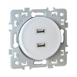 Prise chargeur USB femelle Square 1 poste - 5.5V - Blanc