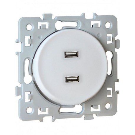 Prise chargeur USB femelle Square 1 poste - 5.5V - Blanc